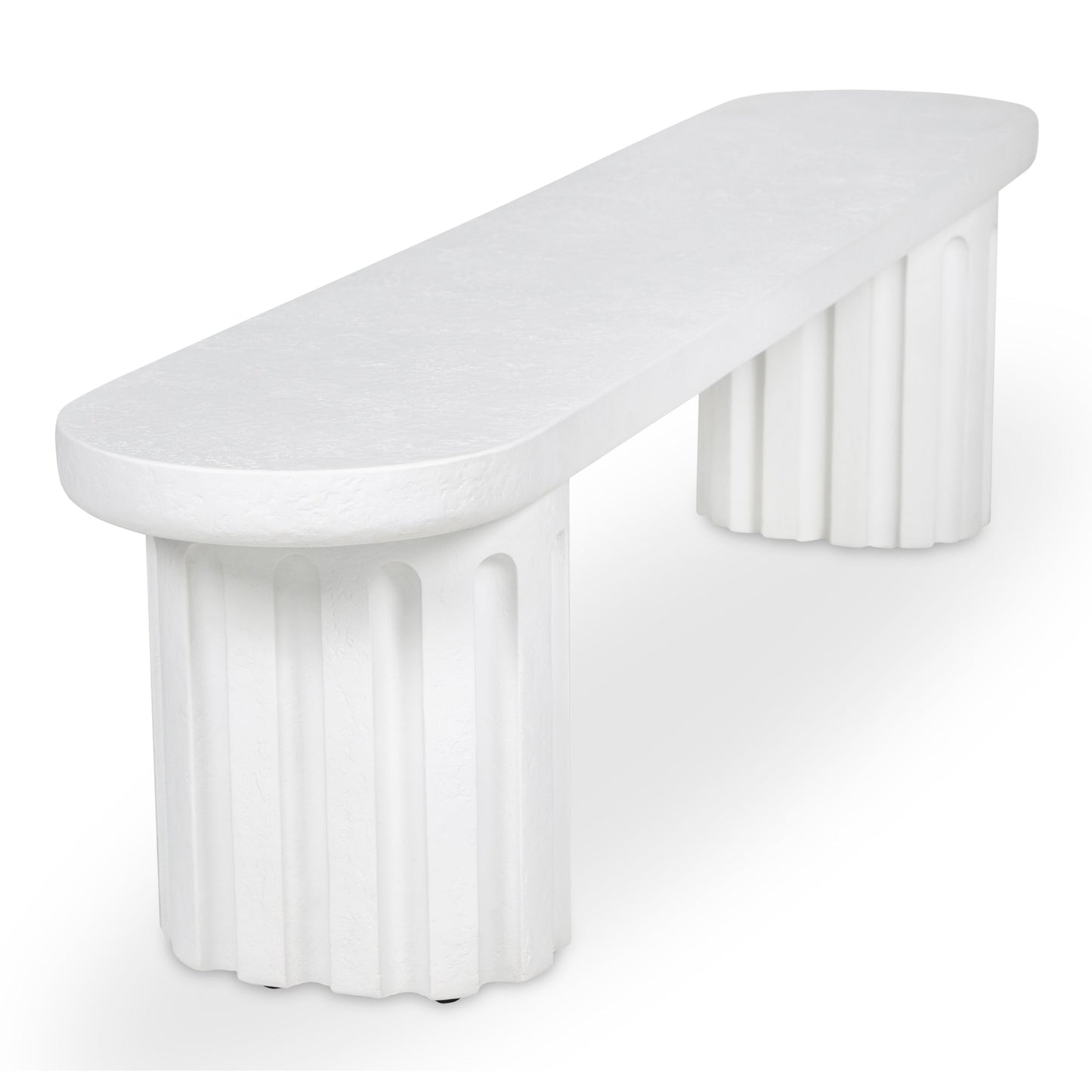 Eris White Concrete and Steel Outdoor Dining Bench