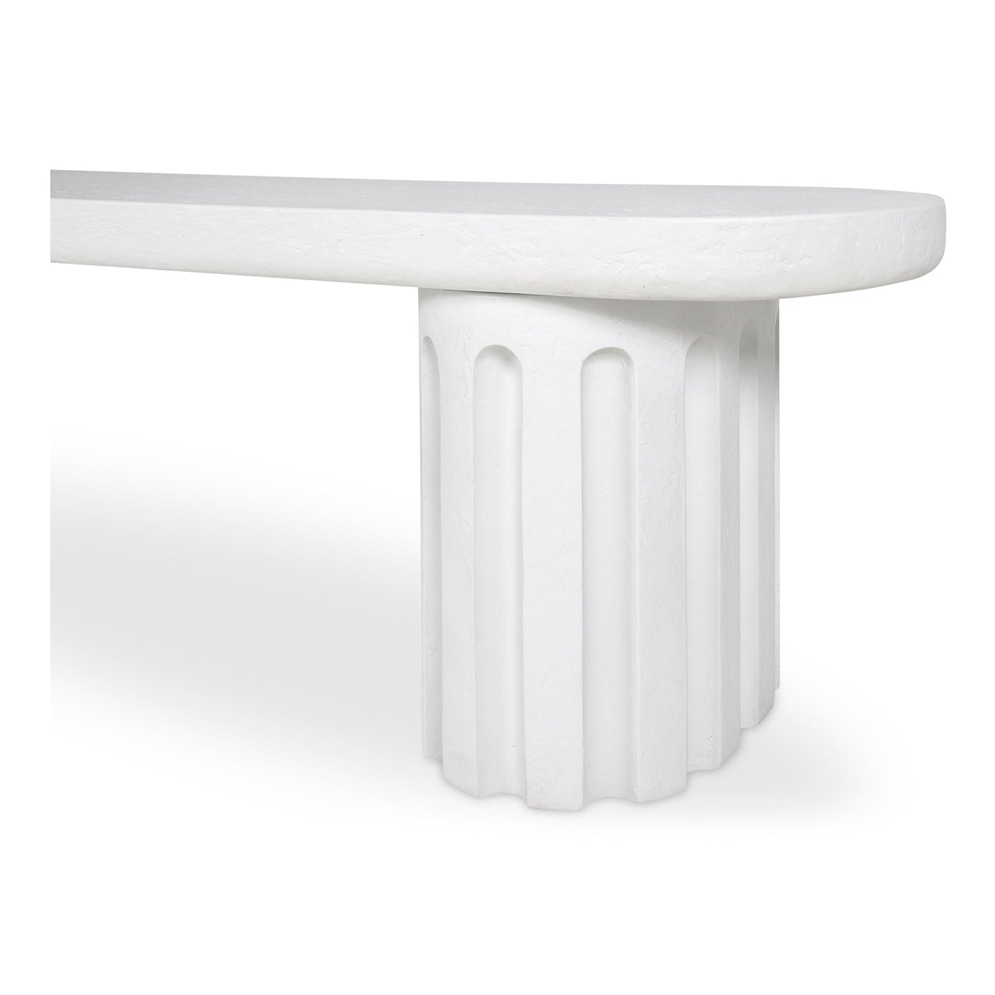 Eris White Concrete and Steel Outdoor Dining Bench