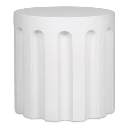 Eris White Concrete Outdoor Round Accent Table