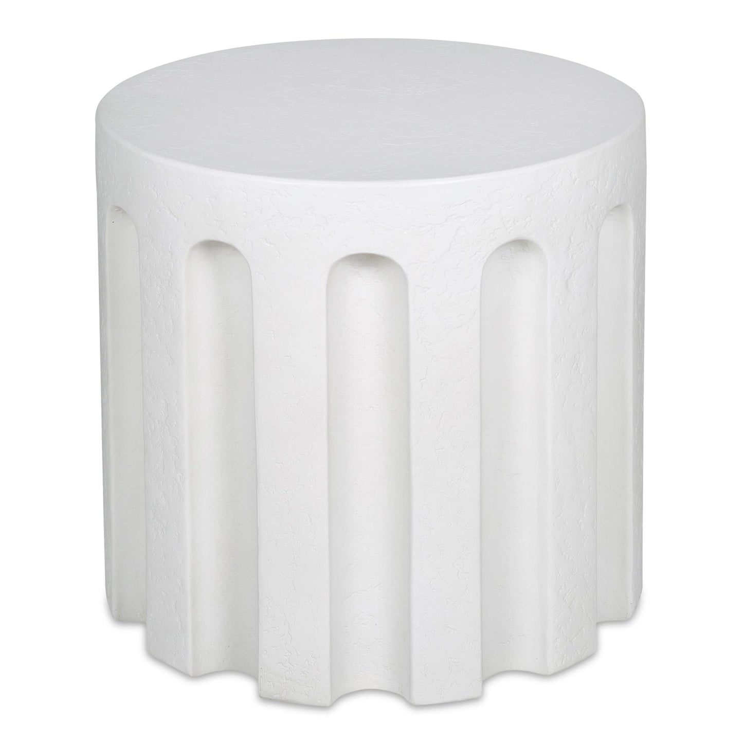 Eris White Concrete Outdoor Round Accent Table