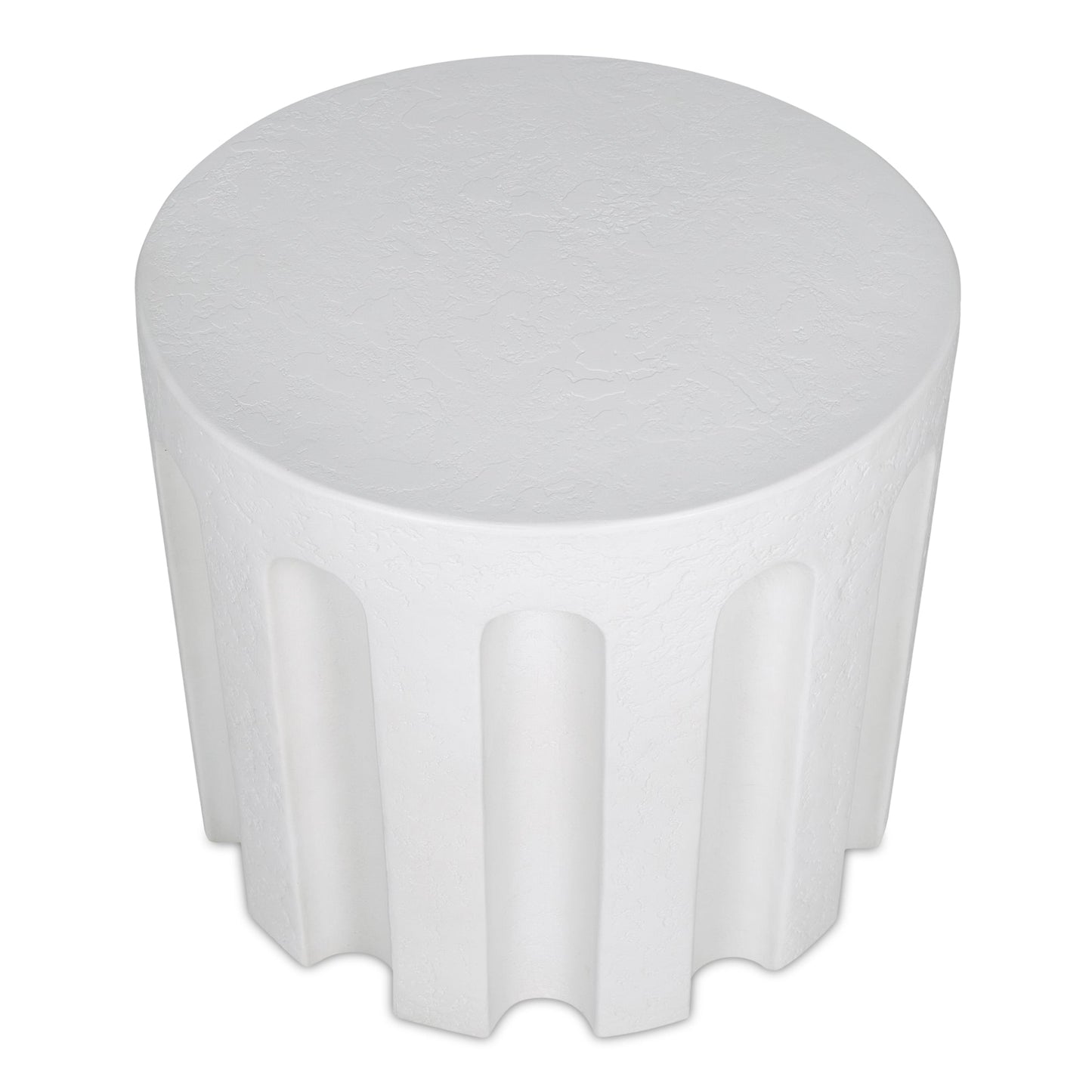 Eris White Concrete Outdoor Round Accent Table