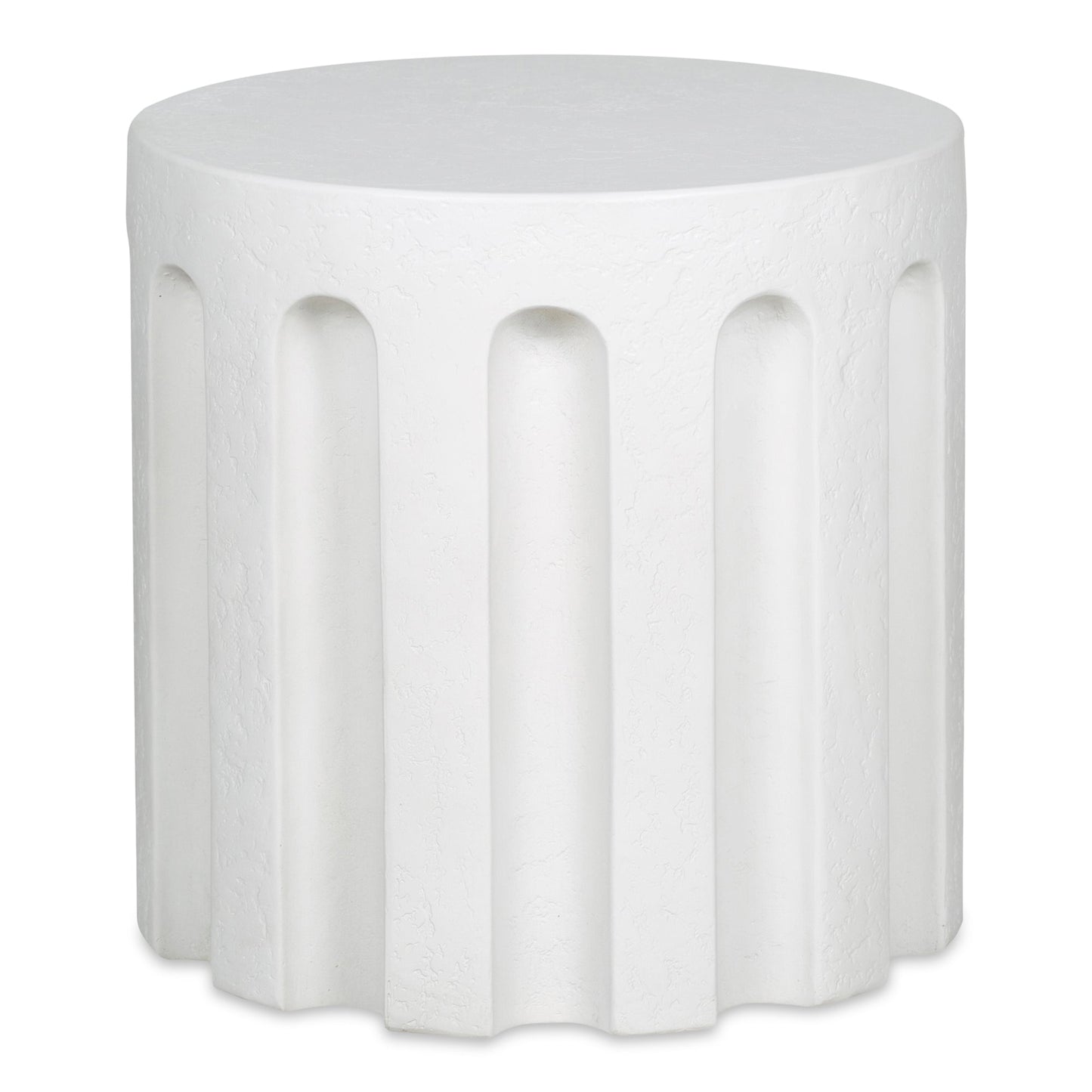 Eris White Concrete Outdoor Round Accent Table