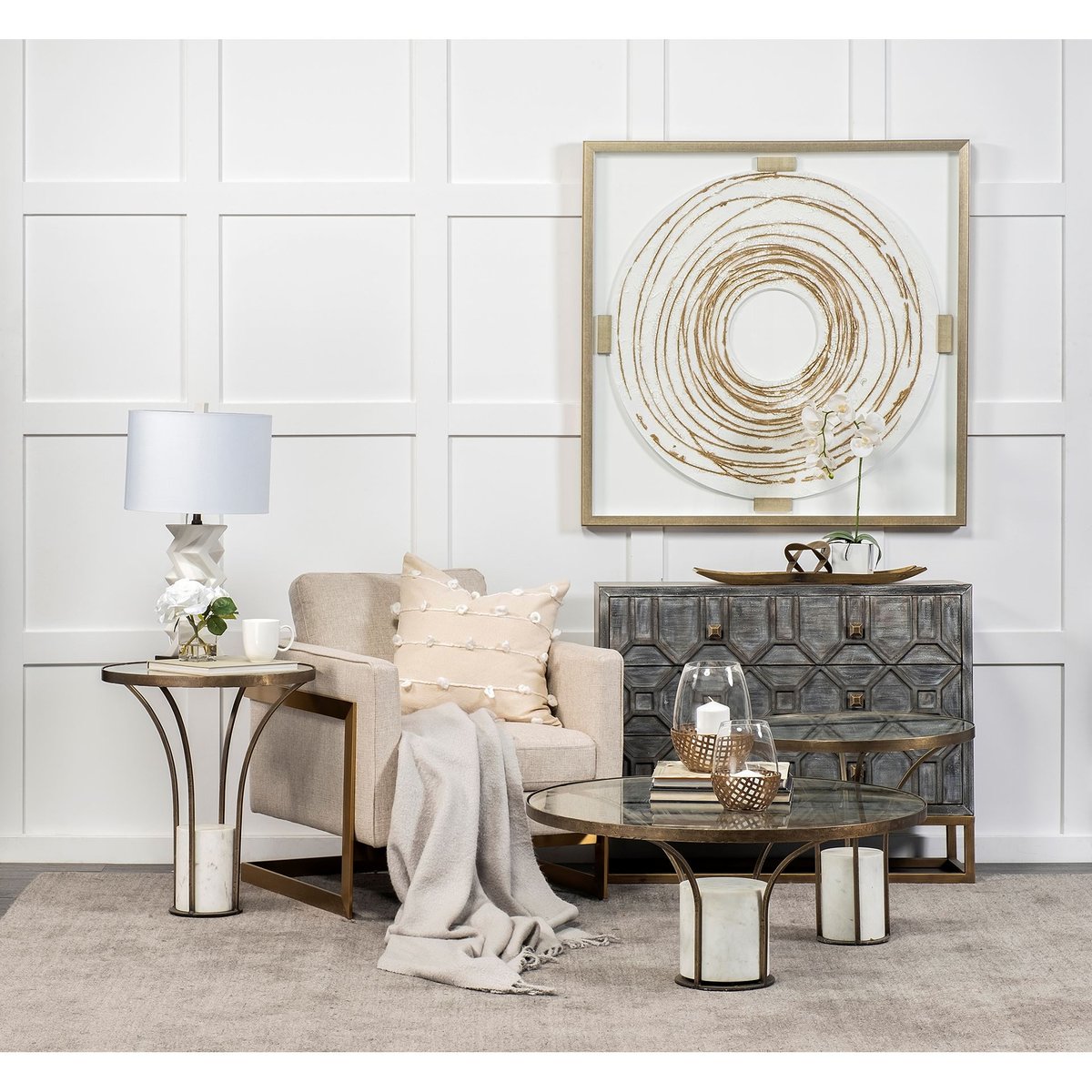 Mercana Jacinta Glass Top Round End Table