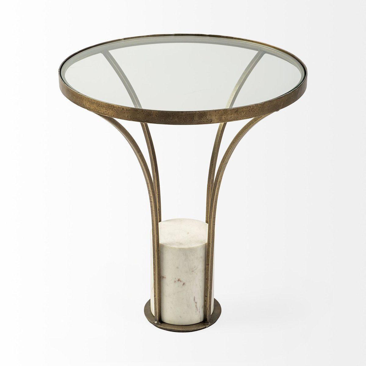 Mercana Jacinta Glass Top Round End Table