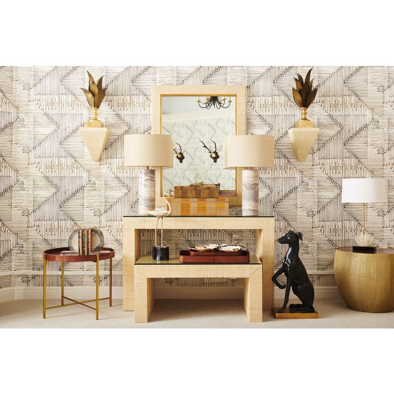 Chelsea House Jamila Natural Raffia Coverd Console Table