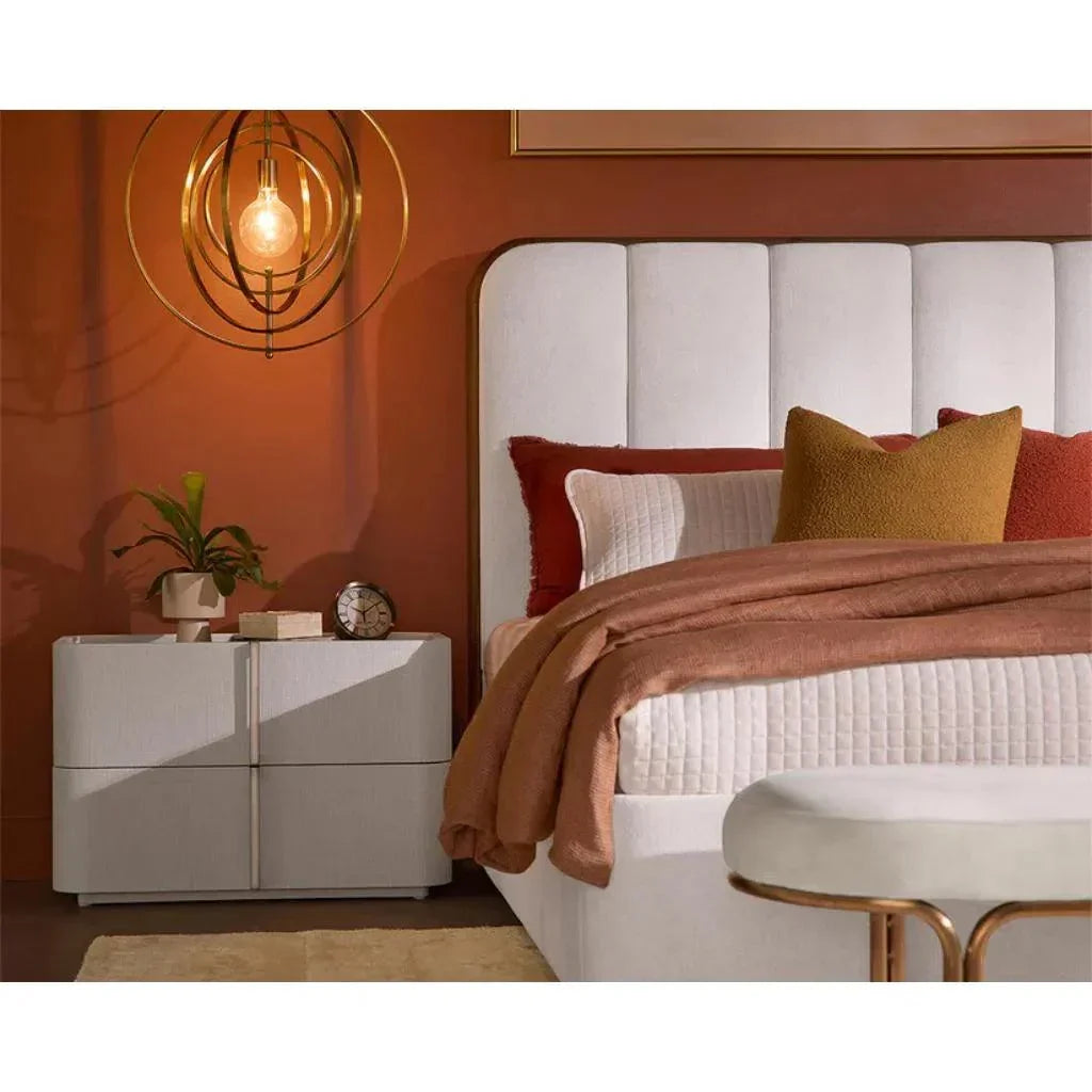 Jamille Leather Wooden Nightstand - LOOMLAN - SUNPAN - Nightstands