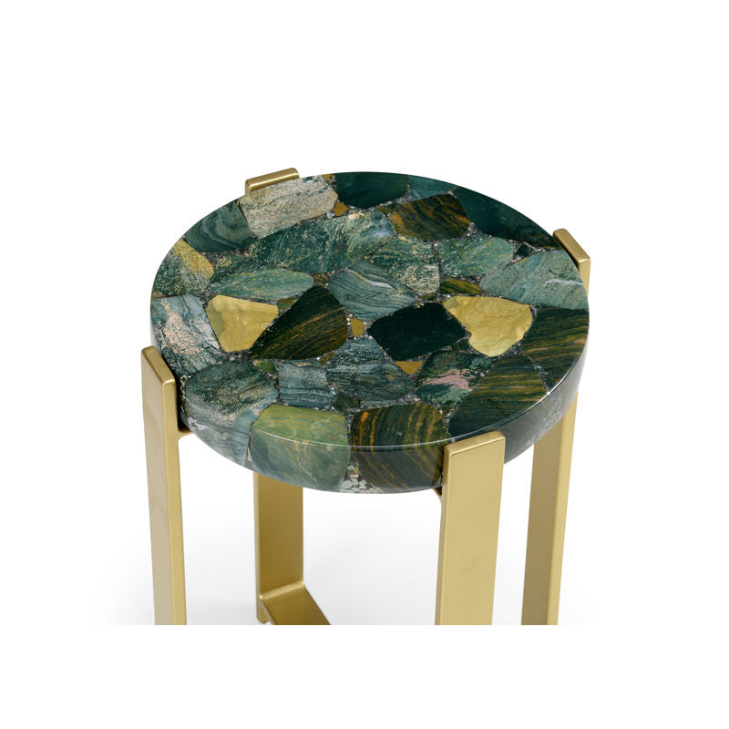 Wildwood Jasper Green Stone Top Round Accent Table