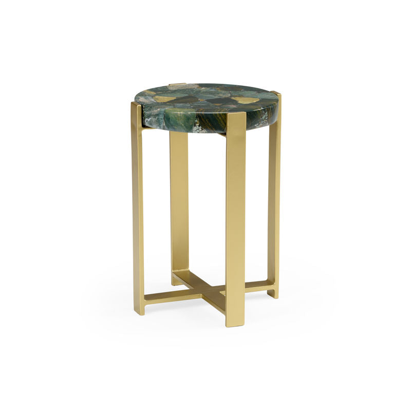 Wildwood Jasper Green Stone Top Round Accent Table