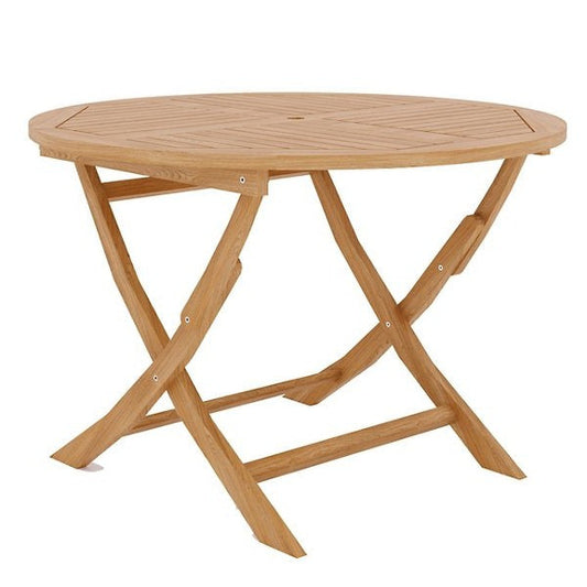 Jett 47-inch Round Teak Outdoor Folding Dining Table-Outdoor Dining Tables-HiTeak-Sideboards and Things