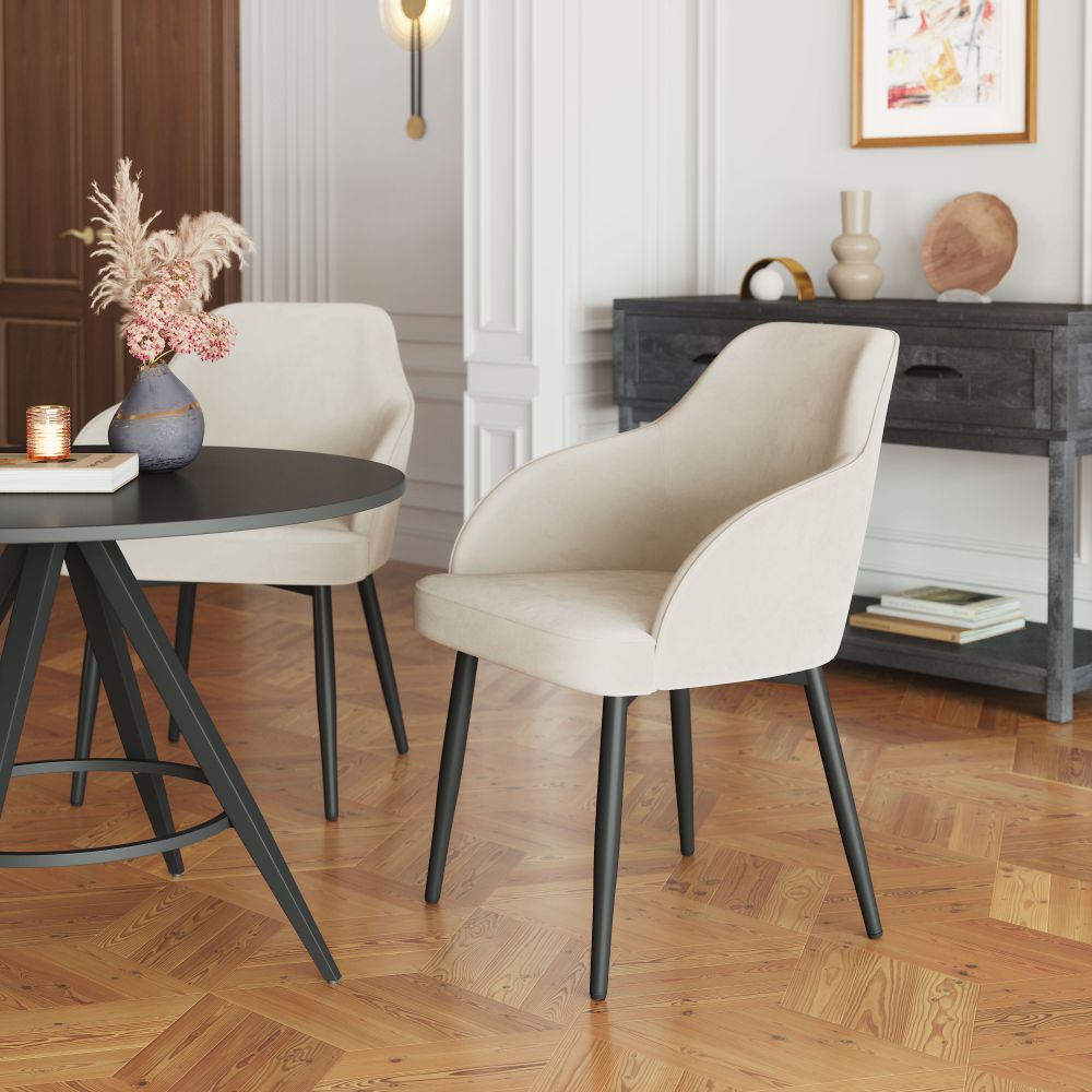 Zuo Modern Jolie Ivory Velvet Dining Chair 2PC