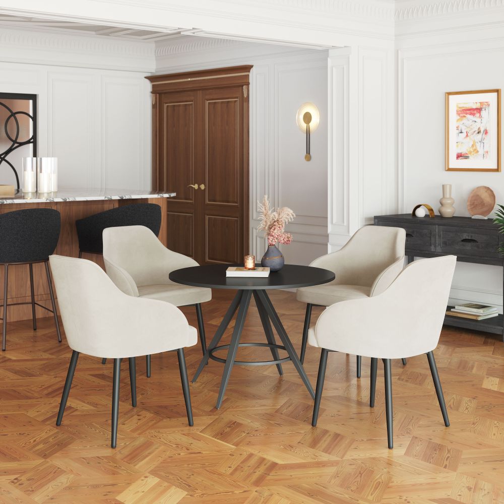 Zuo Modern Jolie Ivory Velvet Dining Chair 2PC