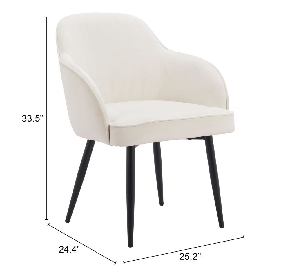 Zuo Modern Jolie Ivory Velvet Dining Chair 2PC