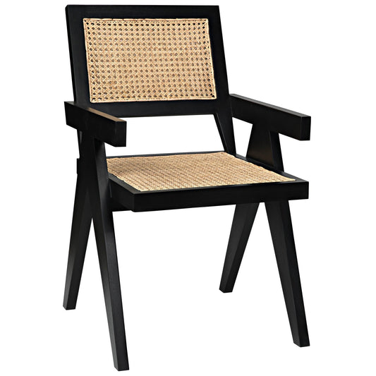 Jude Wood Black Arm Chair with Caning-Club Chairs-Noir-Sideboards and Things