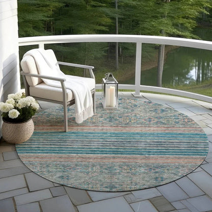 LOOMLAN Rugs Julissara Teal Washable Indoor-Outdoor Rug