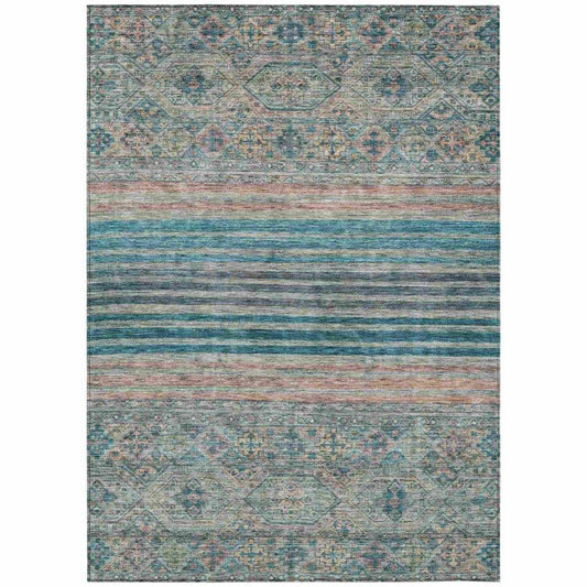 LOOMLAN Rugs Julissara Teal Washable Indoor-Outdoor Rug
