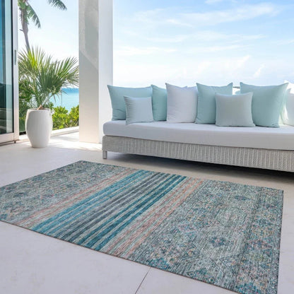 LOOMLAN Rugs Julissara Teal Washable Indoor-Outdoor Rug