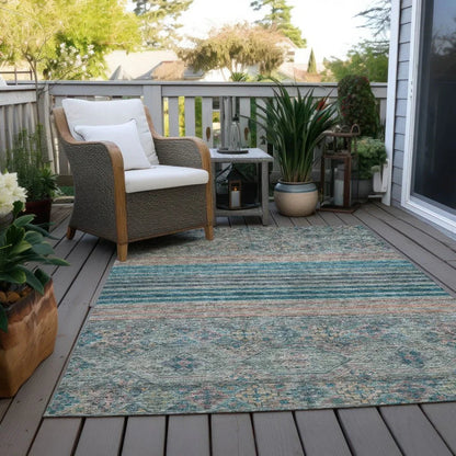 LOOMLAN Rugs Julissara Teal Washable Indoor-Outdoor Rug