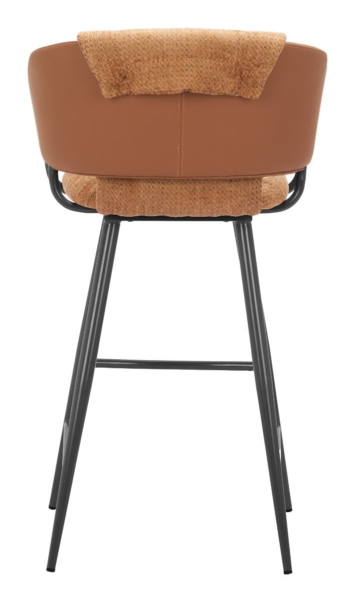Zuo Modern Juno Brown Faux Leather Barstool 2PC