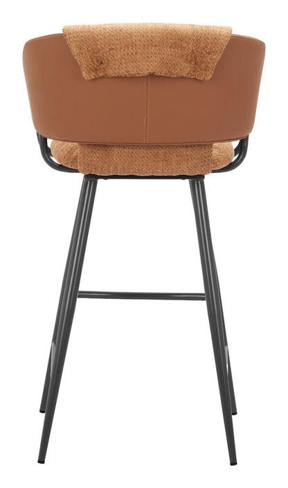 Zuo Modern Juno Brown Faux Leather Barstool 2PC