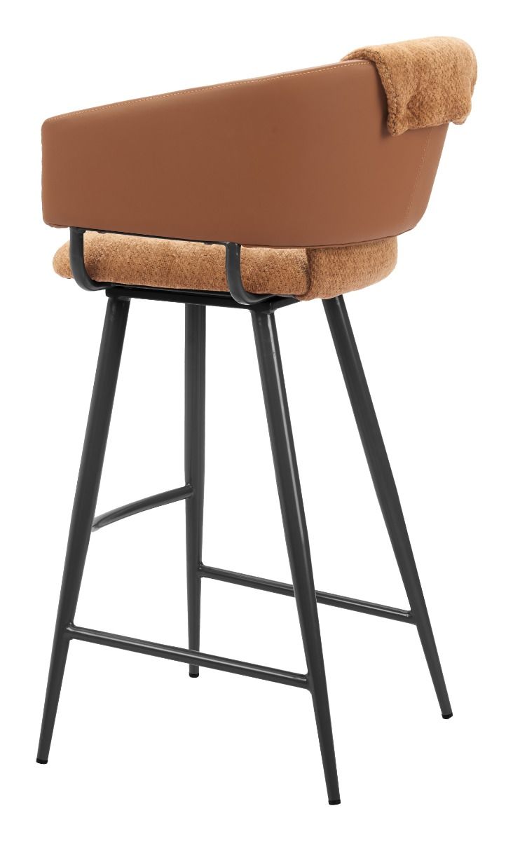 Zuo Modern Juno Brown Faux Leather Barstool 2PC