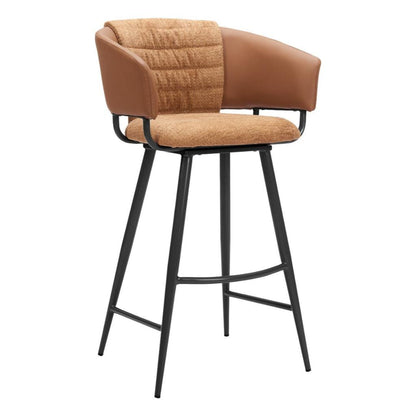 Zuo Modern Juno Brown Faux Leather Barstool 2PC