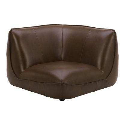 Zeppelin Top Grain Brown Leather Corner Chair