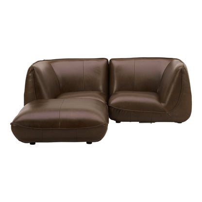 Zeppelin Nook Top Grain Brown Leather Modular Sectional