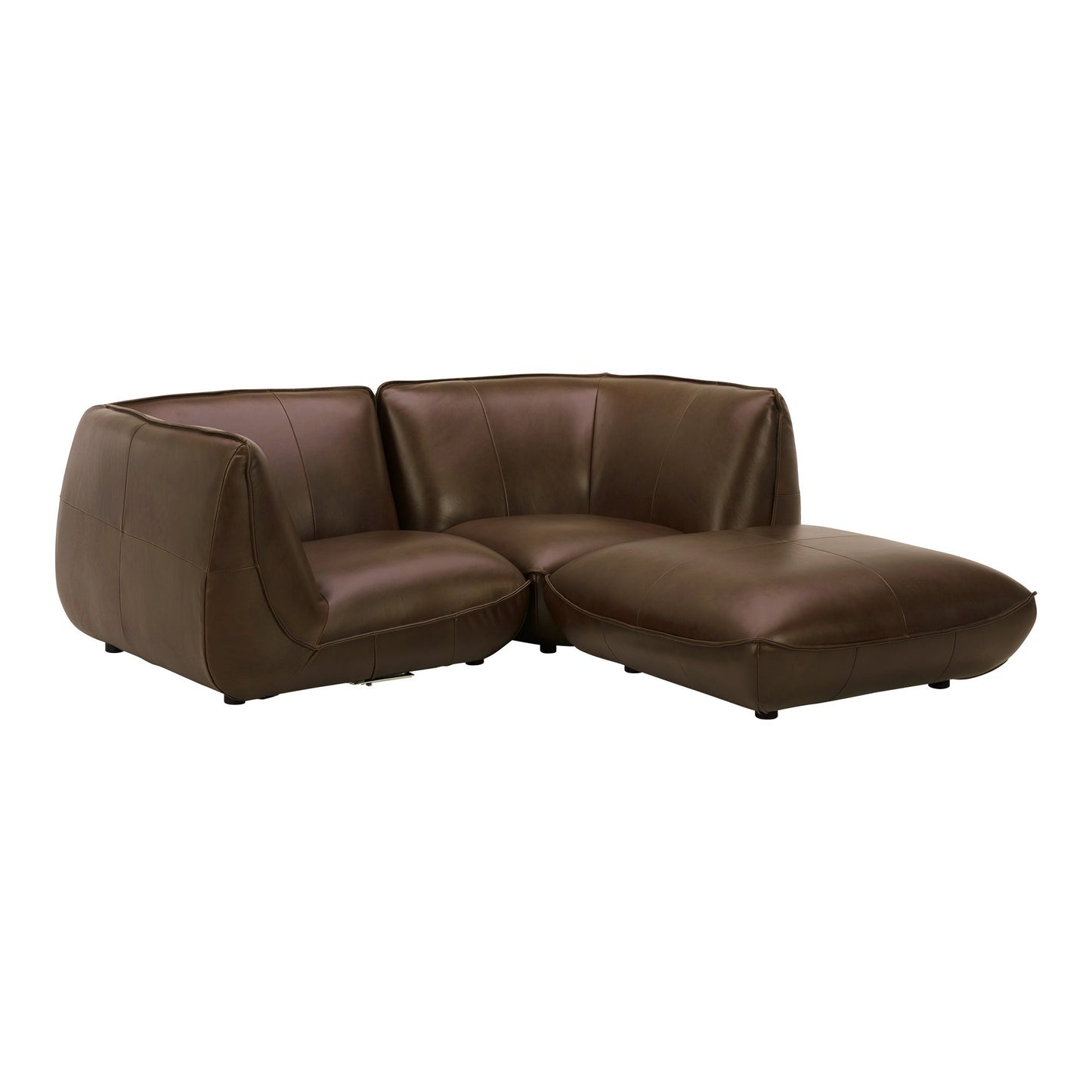 Zeppelin Nook Top Grain Brown Leather Modular Sectional