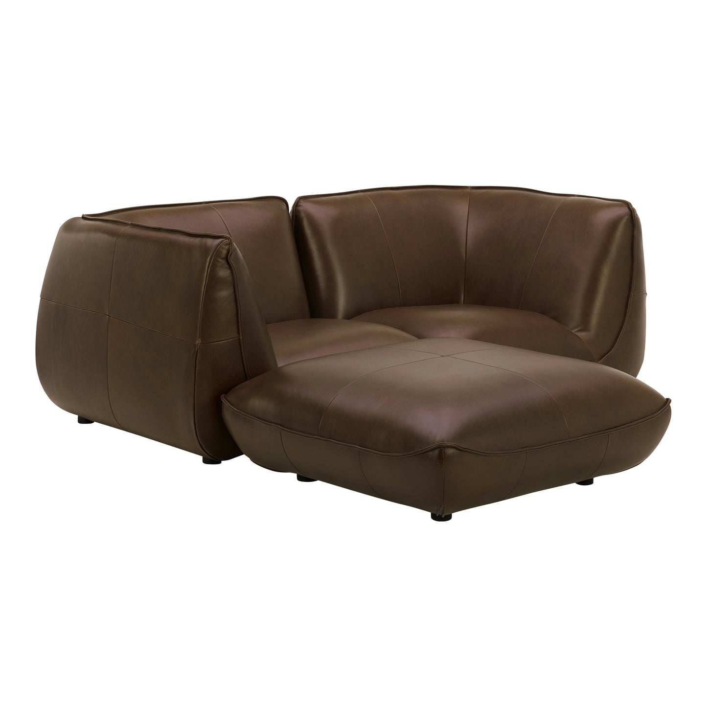 Zeppelin Nook Top Grain Brown Leather Modular Sectional