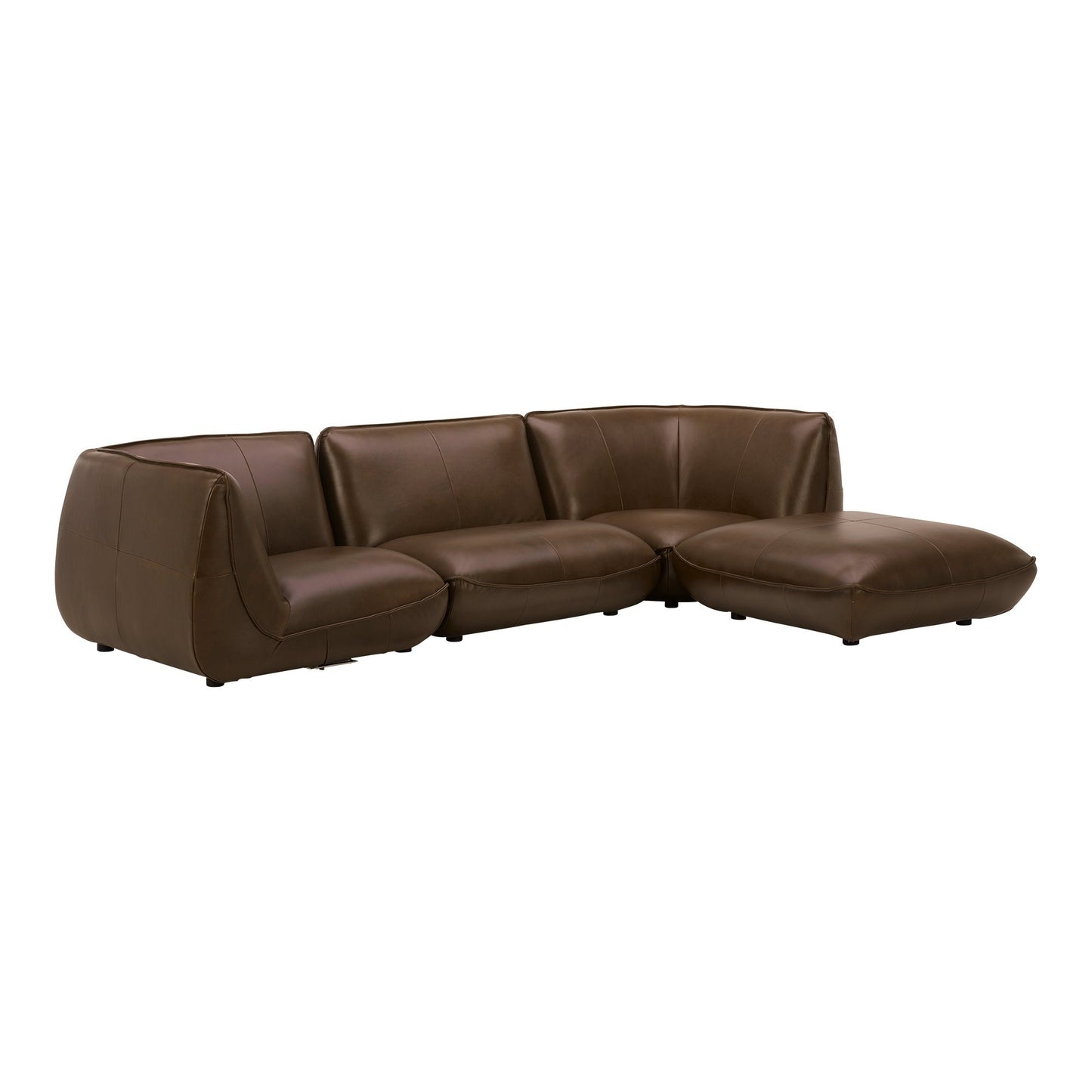 Zeppelin Lounge Top Grain Brown Leather Modular Sectional