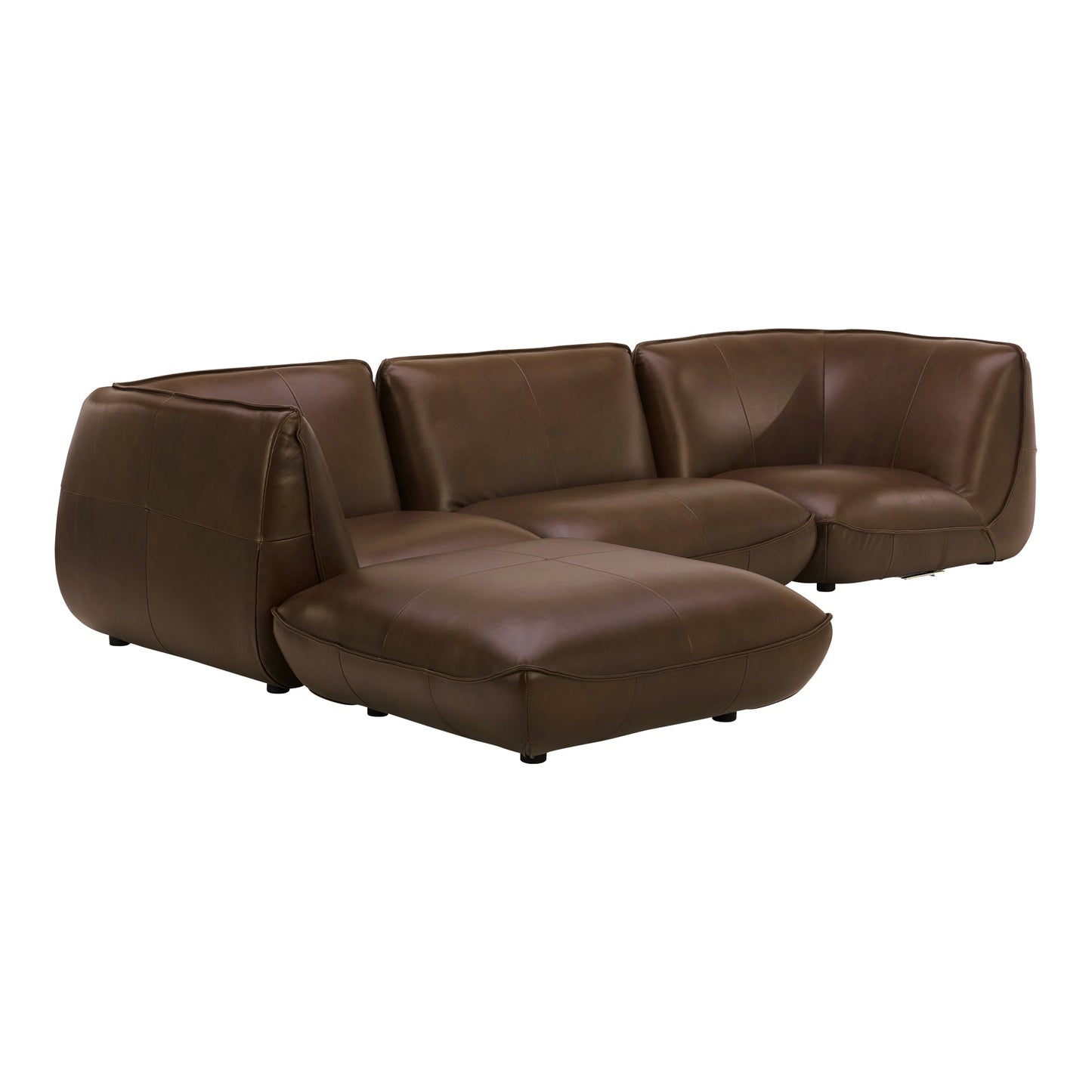 Zeppelin Lounge Top Grain Brown Leather Modular Sectional