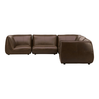 Zeppelin Classic Brown Leather L-Shaped Modular Sectional