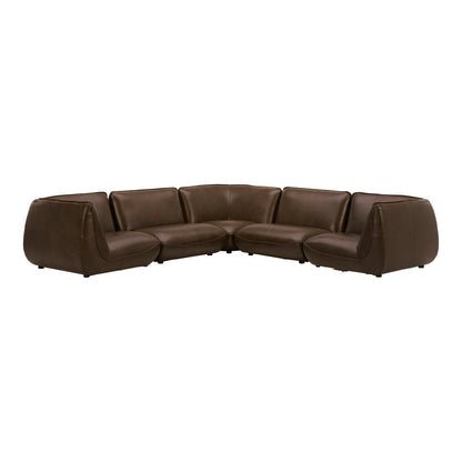 Zeppelin Classic Brown Leather L-Shaped Modular Sectional