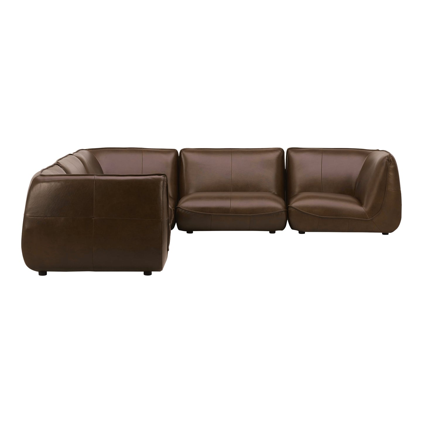 Zeppelin Classic Brown Leather L-Shaped Modular Sectional