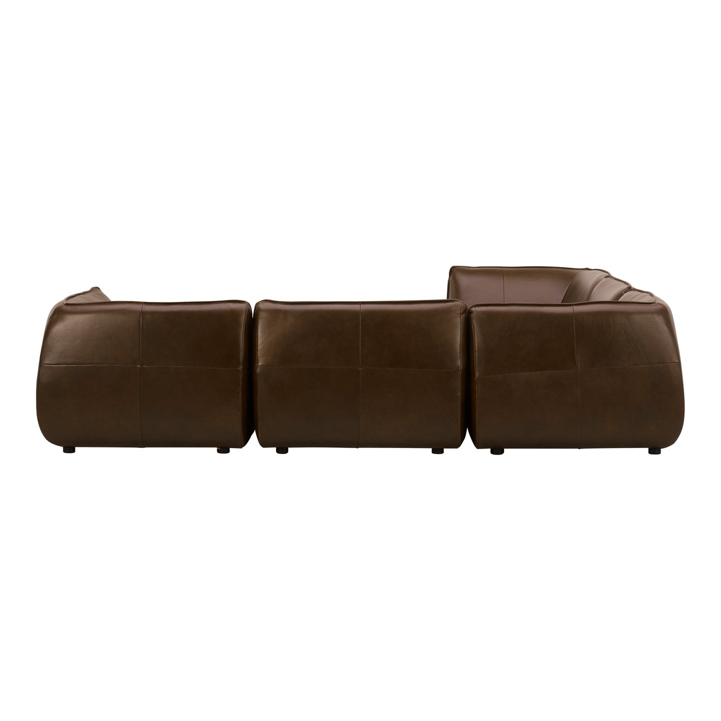 Zeppelin Classic Brown Leather L-Shaped Modular Sectional