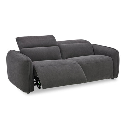 Eli Power Polyester and Solid Wood Dark Grey Recliner Sofa