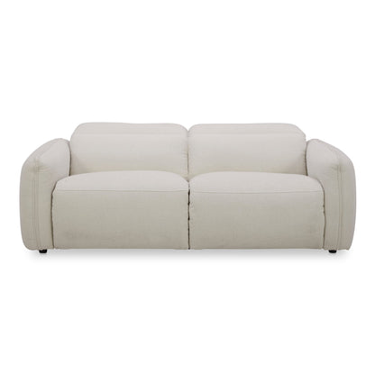 Eli Power Polyester and Solid Wood Ivory Recliner Sofa