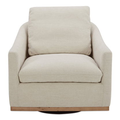 Linden Polyester and Pine Wood Beige Swivel Arm Chair