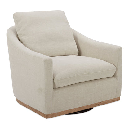 Linden Polyester and Pine Wood Beige Swivel Arm Chair