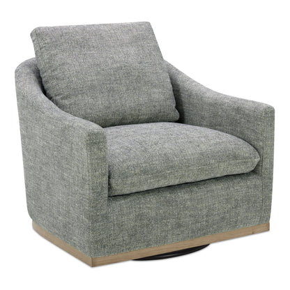 Linden Polyester and Pine Wood Grey Swivel Arm Chair