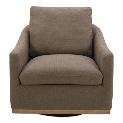 Linden Polyester and Pine Wood Brown Swivel Arm Chair