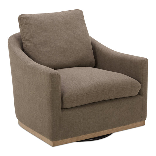 Linden Polyester and Pine Wood Brown Swivel Arm Chair