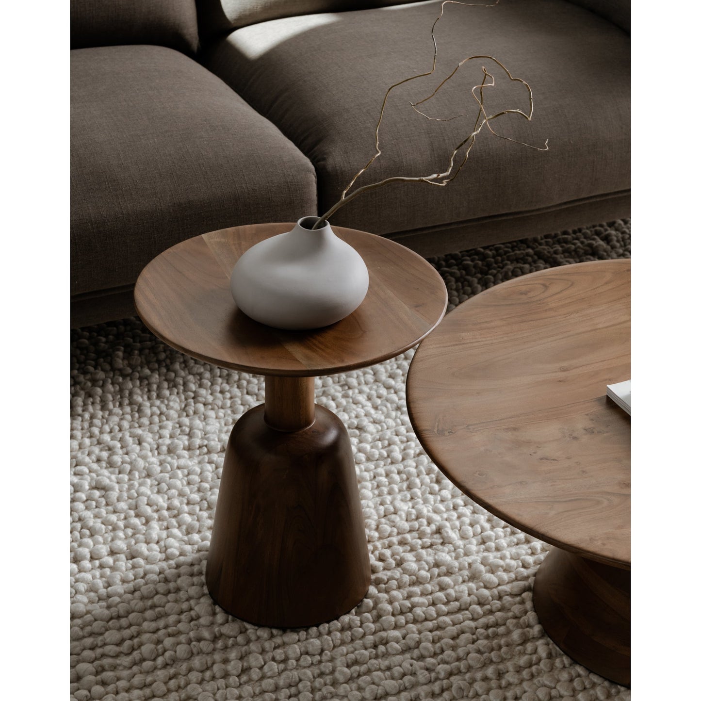 Nels Acacia Wood Brown Round Coffee Table