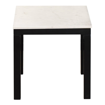 Parson Marble and Iron White Rectangular Side Table