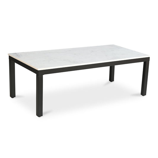 Parson Marble and Iron White Rectangular Coffee Table