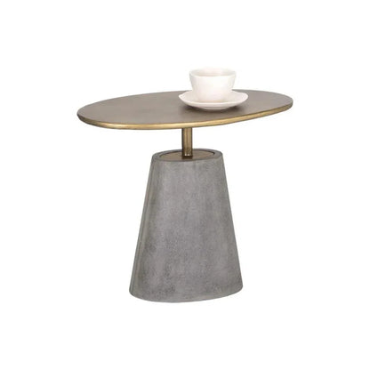 SUNPAN Kadin Concrete Based Steel Oval Side Table