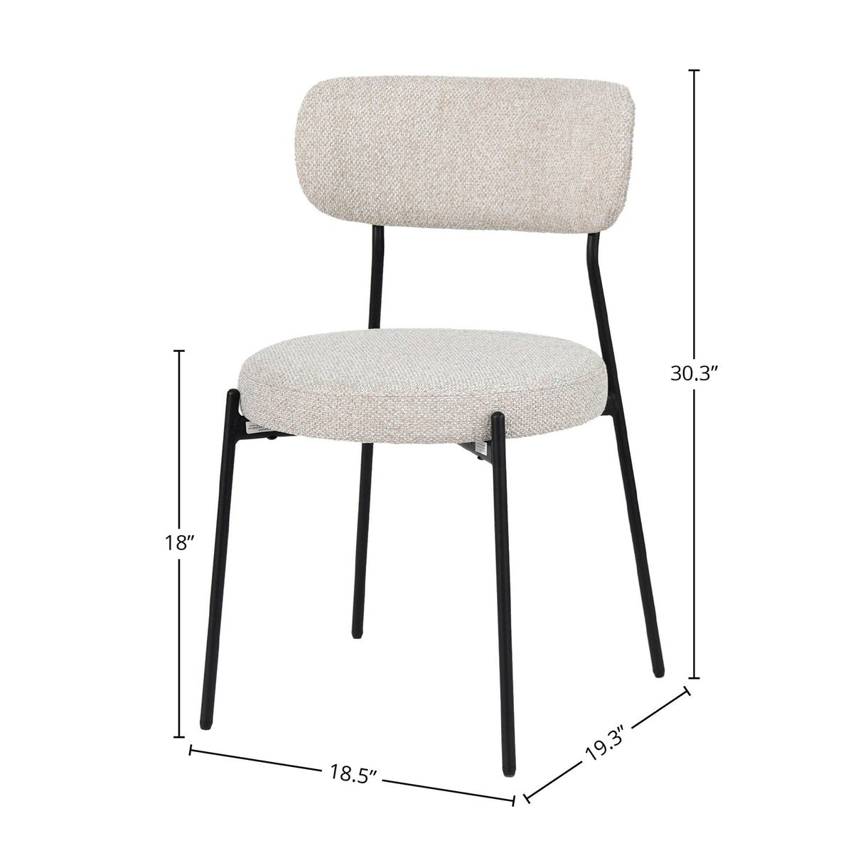 LH Home Kai Fabric Armless Dining Chair (Set of 2)