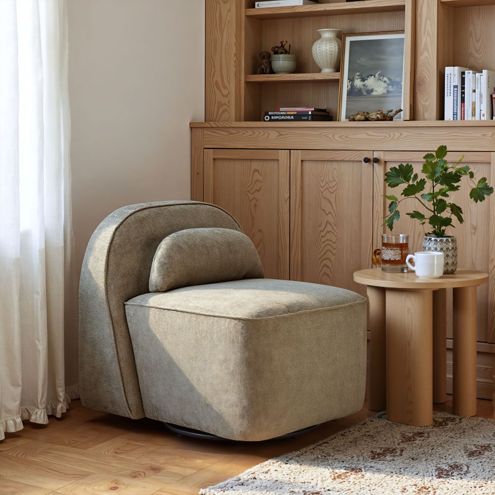 Zuo Modern Kakao Shearling Fabric Swivel Club Chair