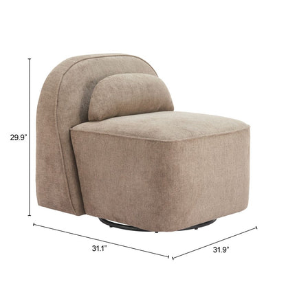 Zuo Modern Kakao Shearling Fabric Swivel Club Chair