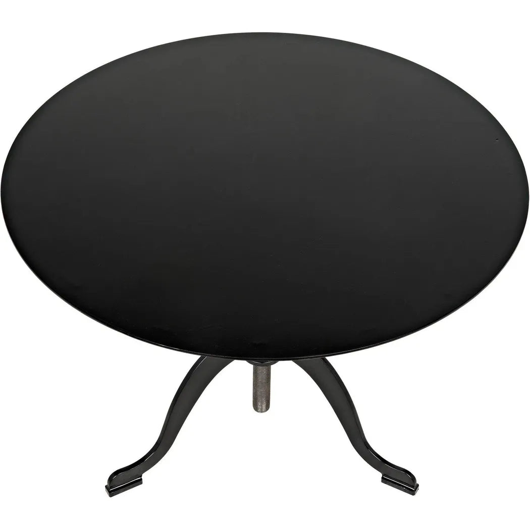 Noir Kaldera Black Steel Round Side Table